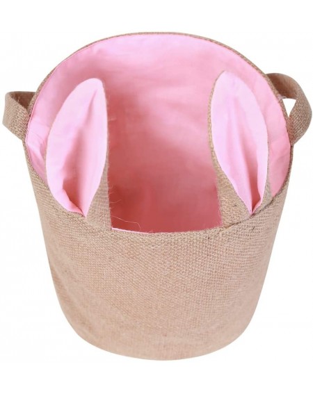 Favors Easter Egg Basket Rabbit Ear Design for Kids Bunny Burlap Bag Pink 2 - Pink 2 - CN1945YQ425 $10.10