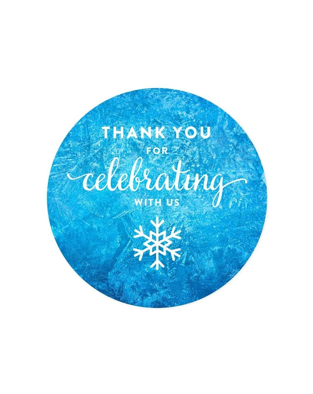 Favors Birthday Round Circle Labels Stickers- Thank You for Celebrating with Us- Frozen Snowflake- 40-Pack- for Gifts and Par...