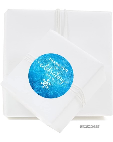 Favors Birthday Round Circle Labels Stickers- Thank You for Celebrating with Us- Frozen Snowflake- 40-Pack- for Gifts and Par...