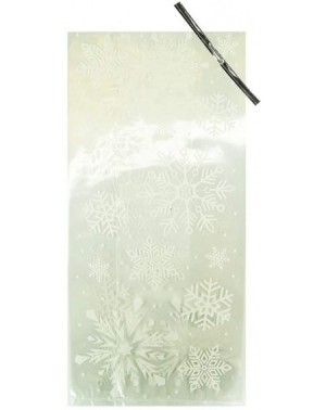 Favors Pack of 24 Plastic Printed Goody Bags with Twist Ties- Food Safe - Snowflake - Snowflake - C218ZHSDA8G $9.84