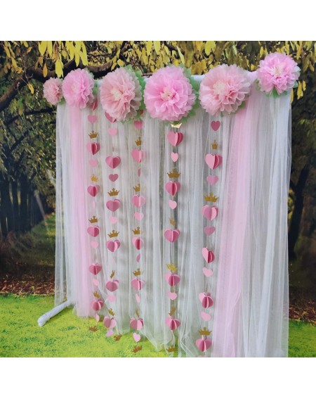 Tissue Pom Poms Pink Paper Flowers 12 pcs DIY Wedding Backdrop Baby Shower Nursery Parties & Events Decorations 11"-7" Assort...