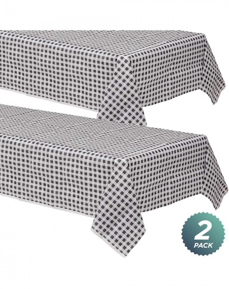 Party Packs Black and White Buffalo Plaid Checkered Harvest Market Paper Table Cover (2 Pack) - Black and White Buffalo Plaid...