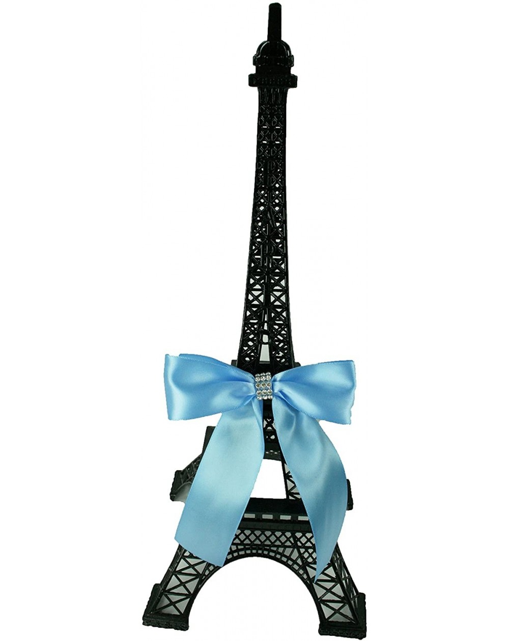 Cake Decorating Supplies 6" Tall Black Metal Eiffel Tower Cake Topper with Satin Bow Designed with Rhinestones Choose Bow Col...