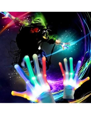 Party Favors Led Skeleton Gloves-Light up Halloween Gloves Stocking Stuffers - Rainbow Color - CT19G0RLSZM $14.03