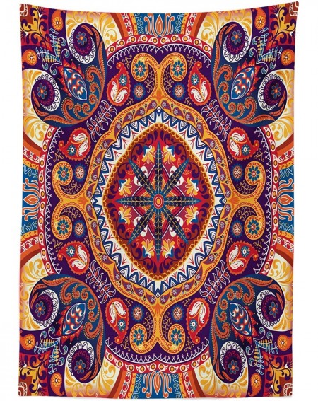 Tablecovers Paisley Outdoor Tablecloth- Style Ornamental Rug Pattern Inspired Design with Flowers and Leaves- Decorative Wash...