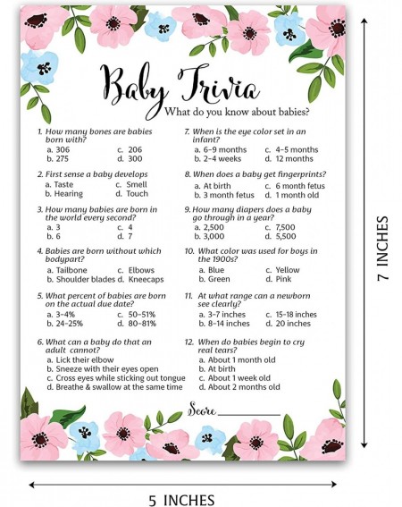 Favors GENDER REVEAL Party Game - BABY TRIVIA Game - Pack of 25 - Pink or Blue Fun Baby Facts Games- Blue or Pink Trivia Gend...