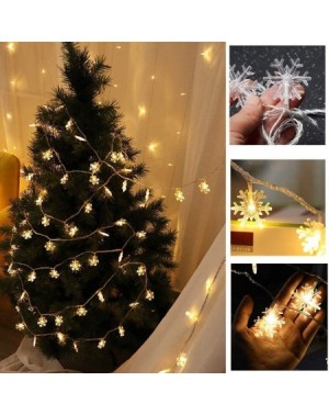 Outdoor String Lights Christmas Lights- 19.6 ft 40 LED Snowflake String Lights Battery Operated- 8 Modes Waterproof Fairy Lig...