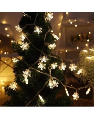 Outdoor String Lights Christmas Lights- 19.6 ft 40 LED Snowflake String Lights Battery Operated- 8 Modes Waterproof Fairy Lig...