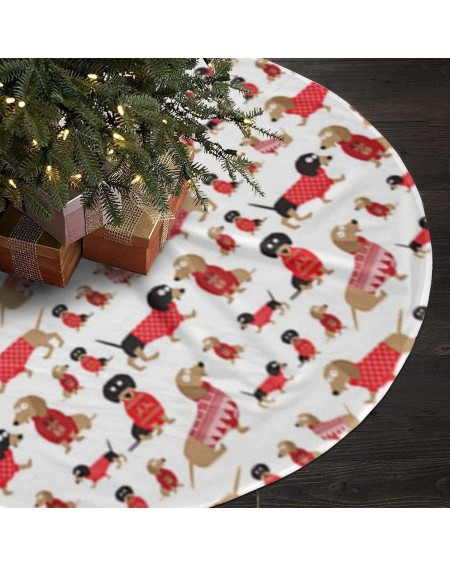 Tree Skirts Dachshunds in Christmas Sweaters Christmas Tree Skirt for Xmas Holiday Party Supplies Large Tree Mat Decor Orname...