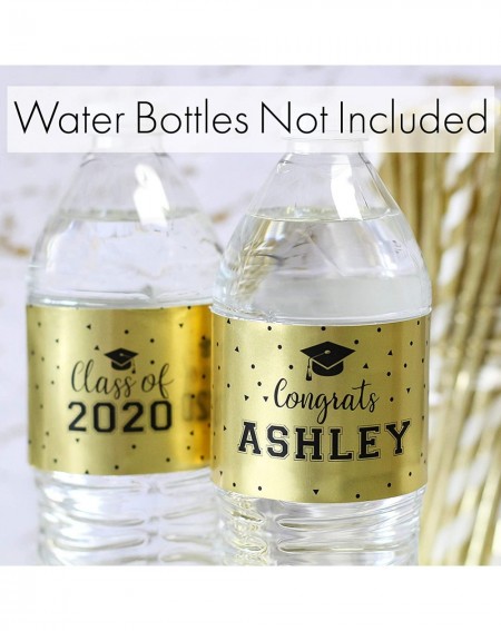 Favors Personalized Graduation Water Bottle Labels - 12 Stickers (Gold Foil) - Gold Foil - CO19653W38D $11.58