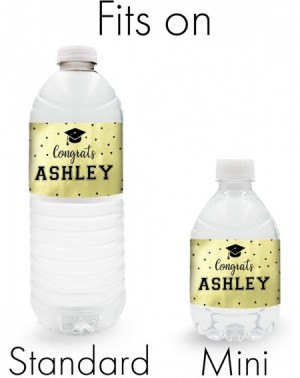 Favors Personalized Graduation Water Bottle Labels - 12 Stickers (Gold Foil) - Gold Foil - CO19653W38D $11.58