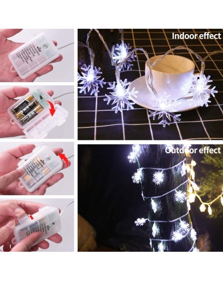 Indoor String Lights Christmas Decorations- 19.6 ft 40 LED Battery Operated Snowflake String Lights- 8 Modes Waterproof Chris...