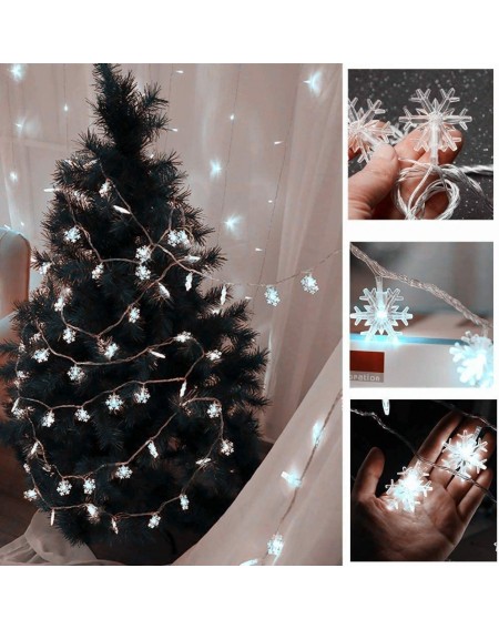 Indoor String Lights Christmas Decorations- 19.6 ft 40 LED Battery Operated Snowflake String Lights- 8 Modes Waterproof Chris...