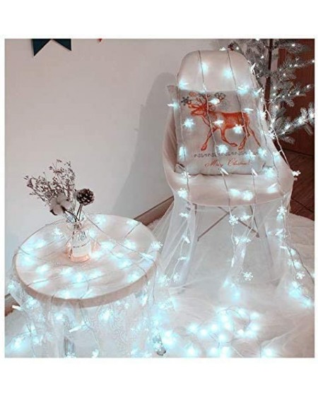 Indoor String Lights Christmas Decorations- 19.6 ft 40 LED Battery Operated Snowflake String Lights- 8 Modes Waterproof Chris...