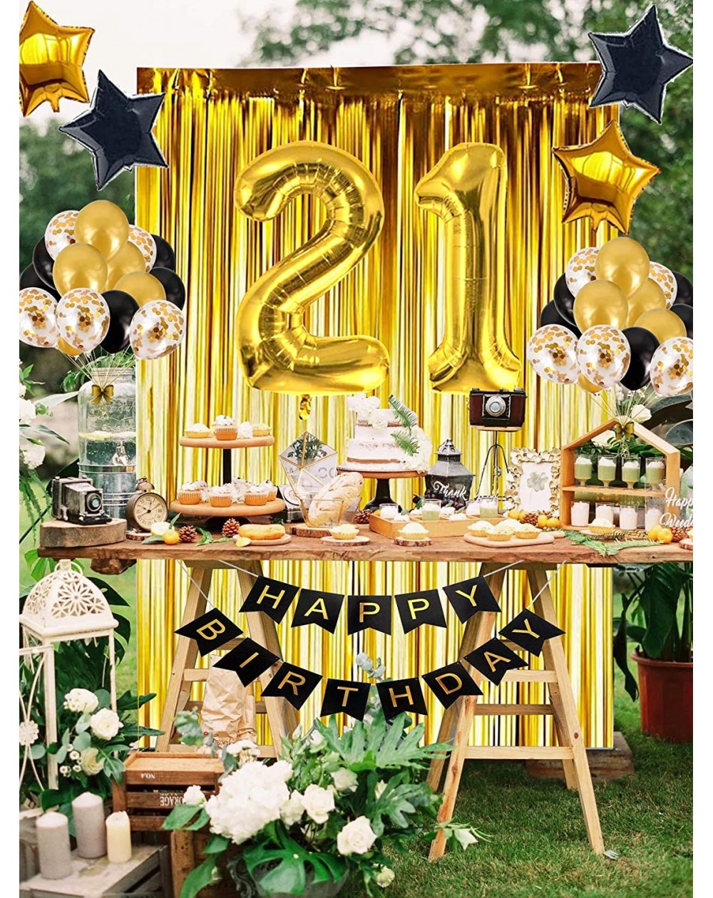 21st Black Gold Birthday Decorations Party Supplies - Finally 21 ...