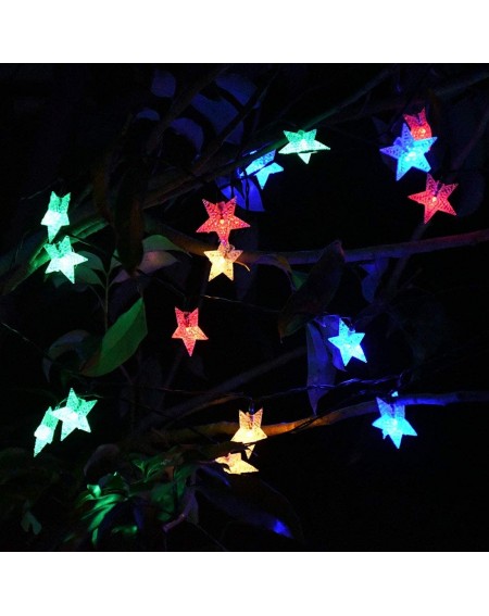 Outdoor String Lights Outdoor Solar Star String Lights 30ft 50LED Multicolor Star Twinkle Lights Solar Powered Garden Decor L...