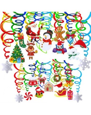 Streamers 40 Pcs Christmas Hanging Swirl Foil Party Swirls Streamers with Assorted Santa Snowmen Stockings Foil Snowflake Gin...