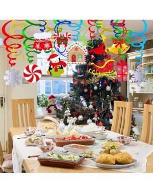 Streamers 40 Pcs Christmas Hanging Swirl Foil Party Swirls Streamers with Assorted Santa Snowmen Stockings Foil Snowflake Gin...