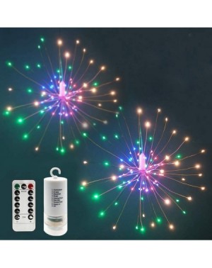 Outdoor String Lights 2 Pack 150 LED Fireworks Lights- Hanging Starburst Lights- Battery Operated Fairy String Lights with Re...