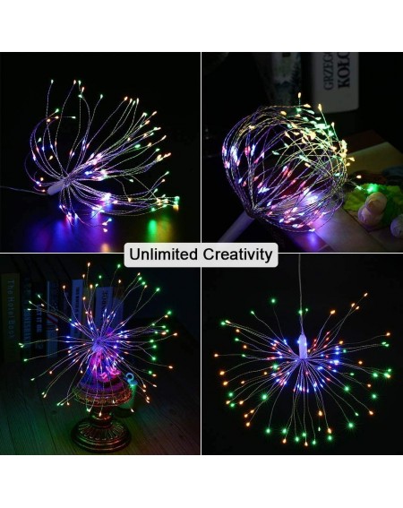 Outdoor String Lights 2 Pack 150 LED Fireworks Lights- Hanging Starburst Lights- Battery Operated Fairy String Lights with Re...