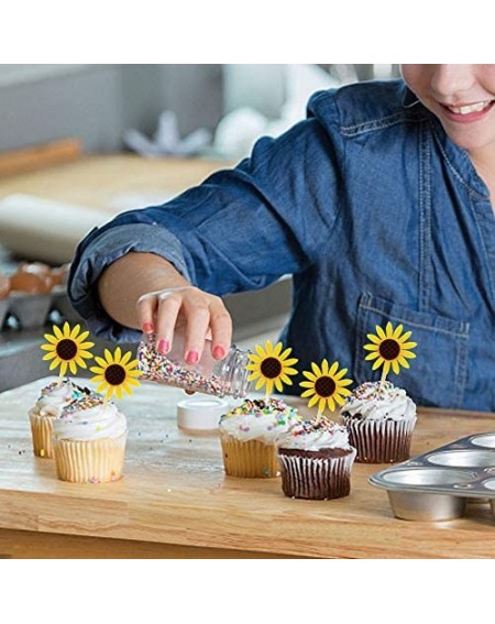 Cake & Cupcake Toppers Sunflower Cupcake Toppers Kid's Birthday Decorations Kids' Gathering DIY Home Theme Party Food Fruit C...