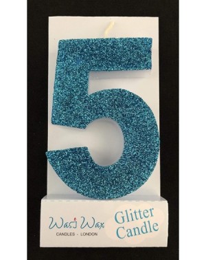 Cake Decorating Supplies 3.25in (8.3cm) Large Ultra Sparkle Frozen Blue Glitter Birthday Number 5 Candle - Cake Topper - Nr 5...