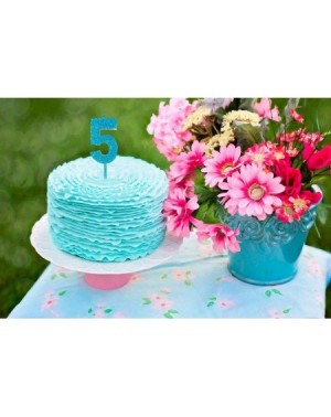 Cake Decorating Supplies 3.25in (8.3cm) Large Ultra Sparkle Frozen Blue Glitter Birthday Number 5 Candle - Cake Topper - Nr 5...