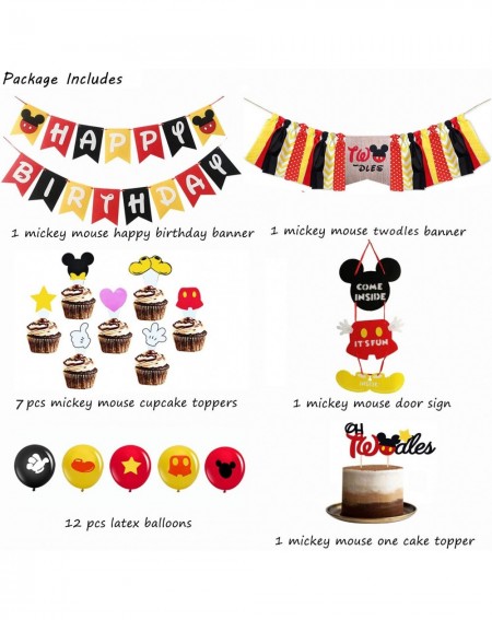 Party Packs Mickey Mouse 2nd Birthday Party Suppies- Mickey Mouse Happy Birthday Banner- Twodles Highchair Banner- Oh Twodles...