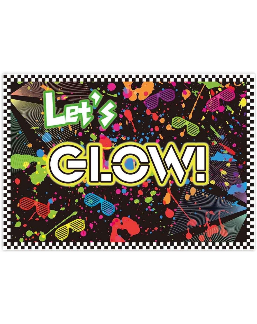 Photobooth Props 7x5ft Fabric Let's Glow in The Dark Theme Backdrop Decorations for Adult Neon Birthday Party Supplies Teen T...