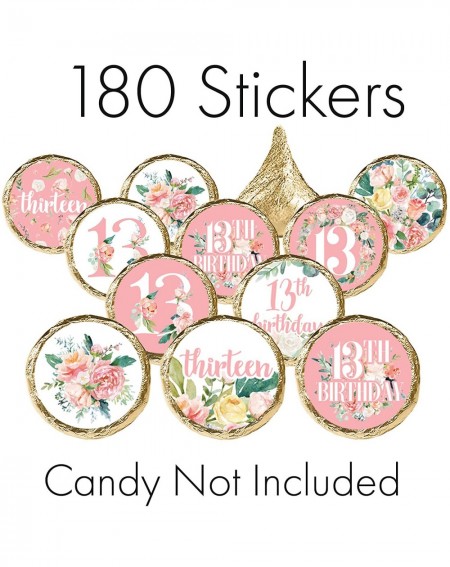 Favors Pink Floral 13th Birthday Party Favor Stickers - 180 Labels - CV18MC7S5GG $10.43