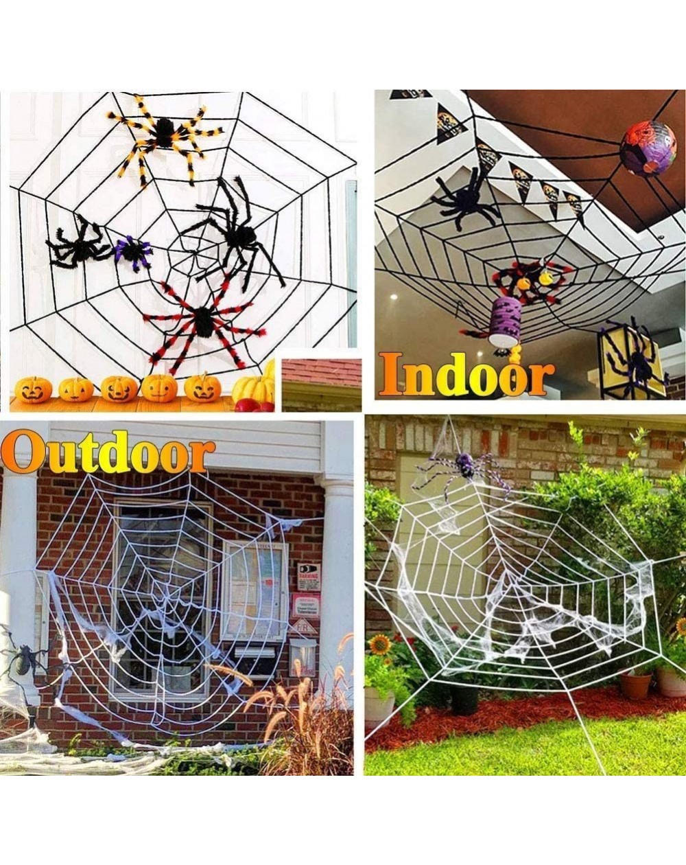 2 Pack Halloween Spiders Web Decoration- 12 Ft Large Round Spider Web ...