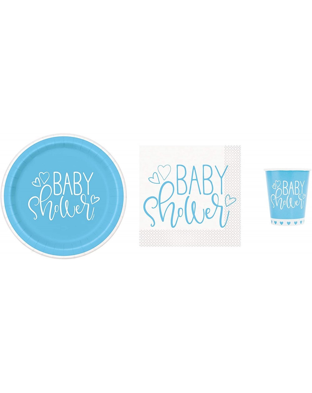 Party Packs Baby Shower Deluxe Party Pack Serves 16 Plates Cups & Napkins (Blue Hearts) - Blue Hearts Simple - CS18R6WR4TT $1...