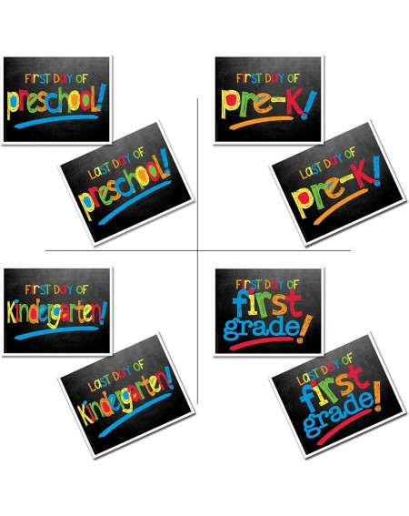 Photobooth Props Kindergarten First & Last Day of School Photo Prop Sign - Primary Text Chalkboard Design - Chalk Text Primar...