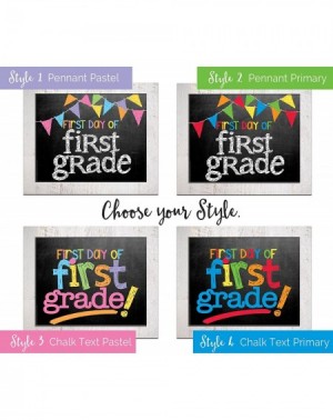 Photobooth Props Kindergarten First & Last Day of School Photo Prop Sign - Primary Text Chalkboard Design - Chalk Text Primar...