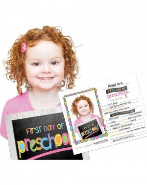 Photobooth Props Kindergarten First & Last Day of School Photo Prop Sign - Primary Text Chalkboard Design - Chalk Text Primar...