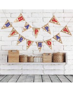 Banners HAPPY BIRTHDAY Burlap Banner（5.1x6.7inch）Independence Day Birthday Party Party July 4th celebration Decorations Banne...