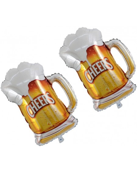 Balloons 2 Pcs Foil Balloons Crown and Beer Cups Patterns Mylar Helium Balloons Party Decor (Golden) - CM18GWUGK85 $6.51