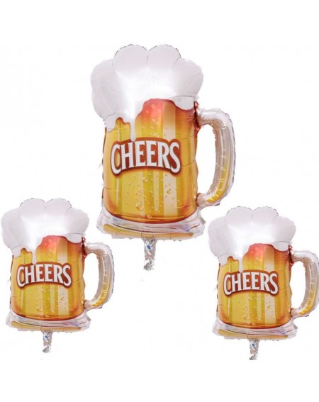 Balloons 2 Pcs Foil Balloons Crown and Beer Cups Patterns Mylar Helium Balloons Party Decor (Golden) - CM18GWUGK85 $6.51