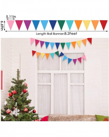 Banners & Garlands 4 Pieces Colorful Garland Banner Felt Balls Garland Tassel Triangle Flags Light Bulb Banners for Christmas...