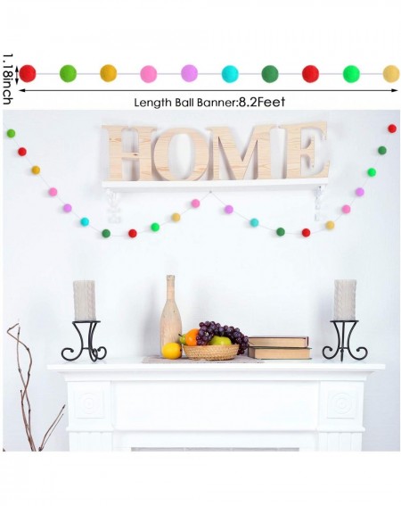 Banners & Garlands 4 Pieces Colorful Garland Banner Felt Balls Garland Tassel Triangle Flags Light Bulb Banners for Christmas...