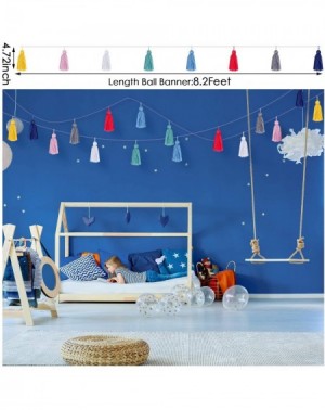 Banners & Garlands 4 Pieces Colorful Garland Banner Felt Balls Garland Tassel Triangle Flags Light Bulb Banners for Christmas...