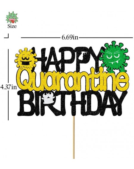 Cake & Cupcake Toppers Happy Quarantine Birthday Cake Topper Women- Glitter Black Social Distancing Birthday Cake Topper for ...