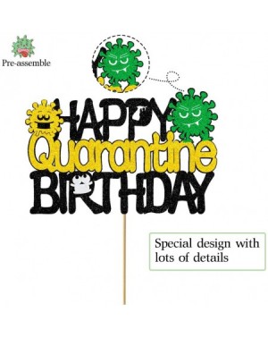 Cake & Cupcake Toppers Happy Quarantine Birthday Cake Topper Women- Glitter Black Social Distancing Birthday Cake Topper for ...