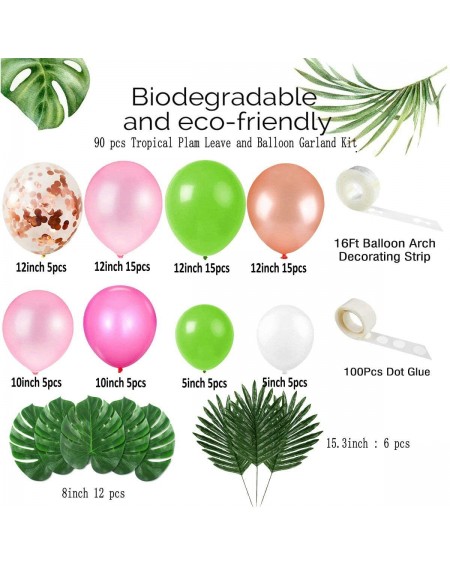 Balloons 90 PCS DIY Balloons Garland with Pink Green Hotpink Rose Gold Confetti Balloons- Hawaii Flamingo Tropical Themed Par...