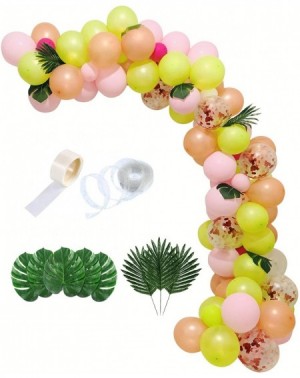 Balloons 90 PCS DIY Balloons Garland with Pink Green Hotpink Rose Gold Confetti Balloons- Hawaii Flamingo Tropical Themed Par...