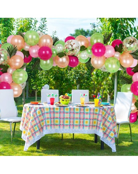 Balloons 90 PCS DIY Balloons Garland with Pink Green Hotpink Rose Gold Confetti Balloons- Hawaii Flamingo Tropical Themed Par...