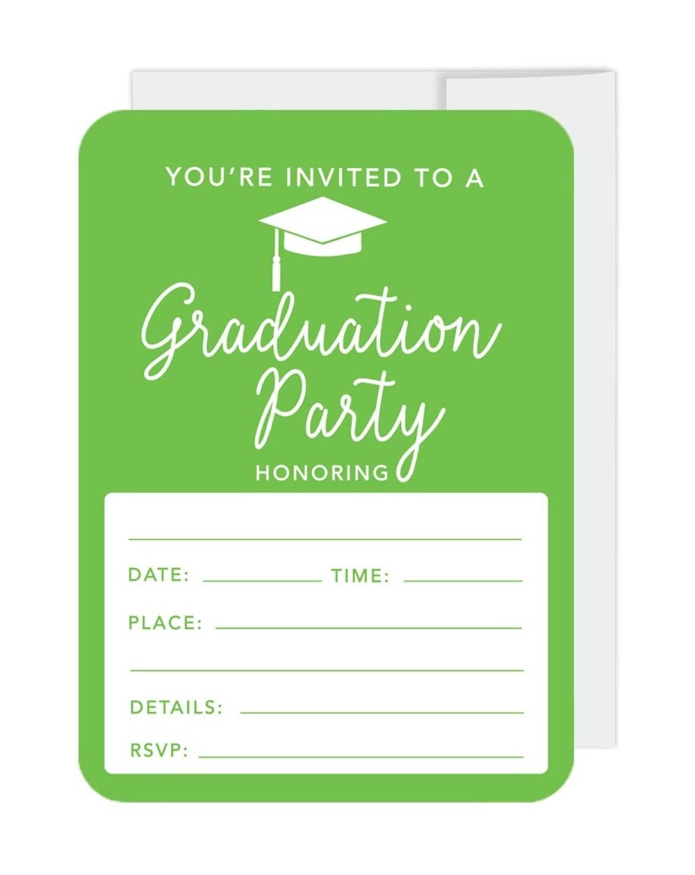 Invitations Graduation Invitations with Envelopes- 5x7-inch- Kiwi Green- 24-Pack- Junior High School College University Maste...