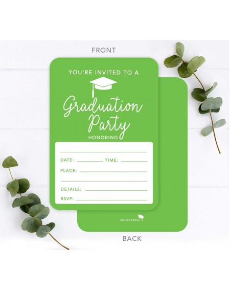 Invitations Graduation Invitations with Envelopes- 5x7-inch- Kiwi Green- 24-Pack- Junior High School College University Maste...