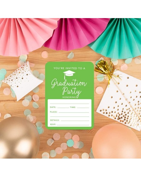 Invitations Graduation Invitations with Envelopes- 5x7-inch- Kiwi Green- 24-Pack- Junior High School College University Maste...