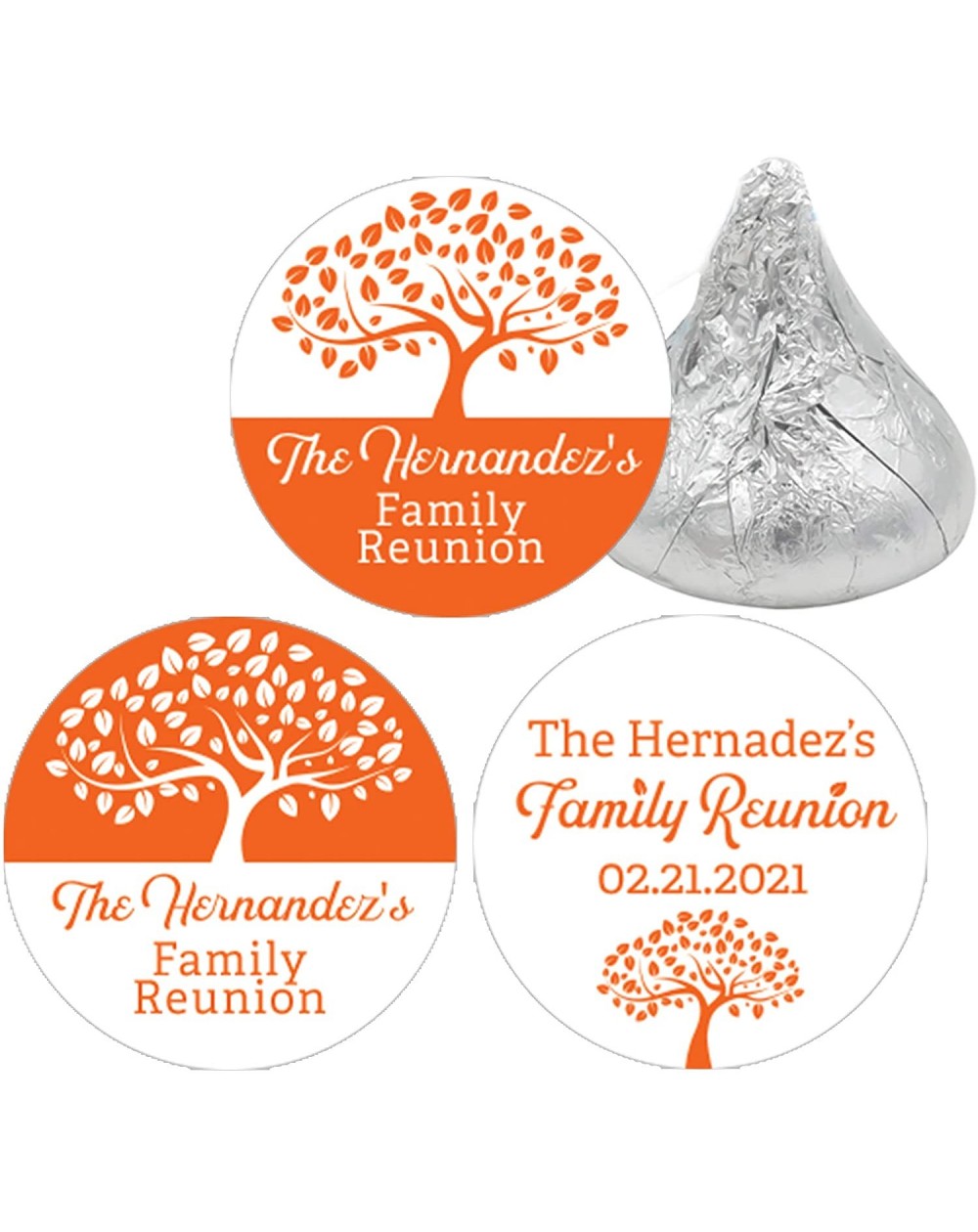 Favors Personalized Family Reunion Party Favor Stickers - 180 Labels (Orange) - Orange - C619D7002XQ $10.55